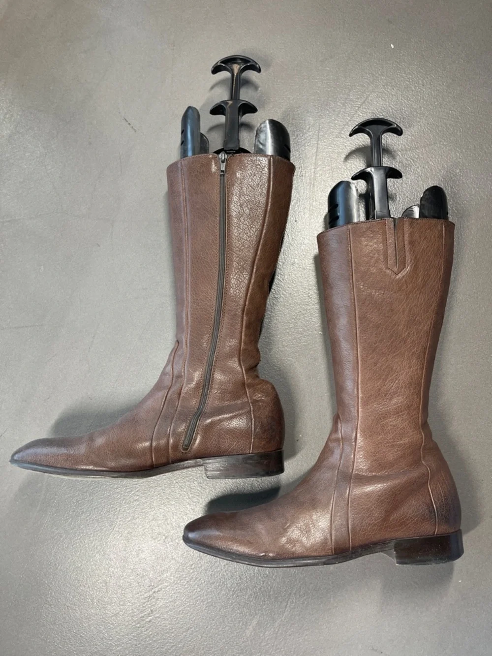Valentino Garavani Mens Tall Brown Leather Boots Size 41.5
